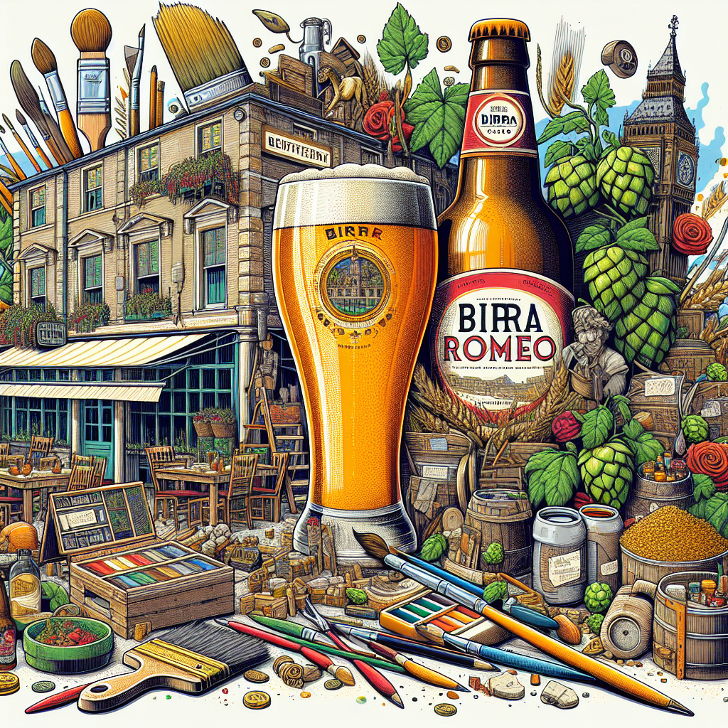 Illustration of the collaborative effort between Visconti's and Red Bus Brewing, highlighting the creative process behind Birra Romeo.